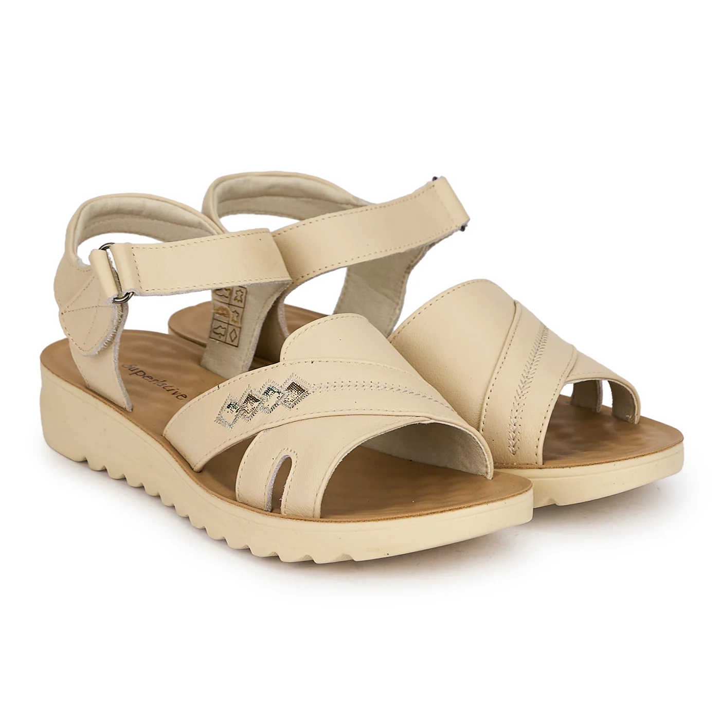 Sandale dama din piele naturala crem 19756 - Image 4