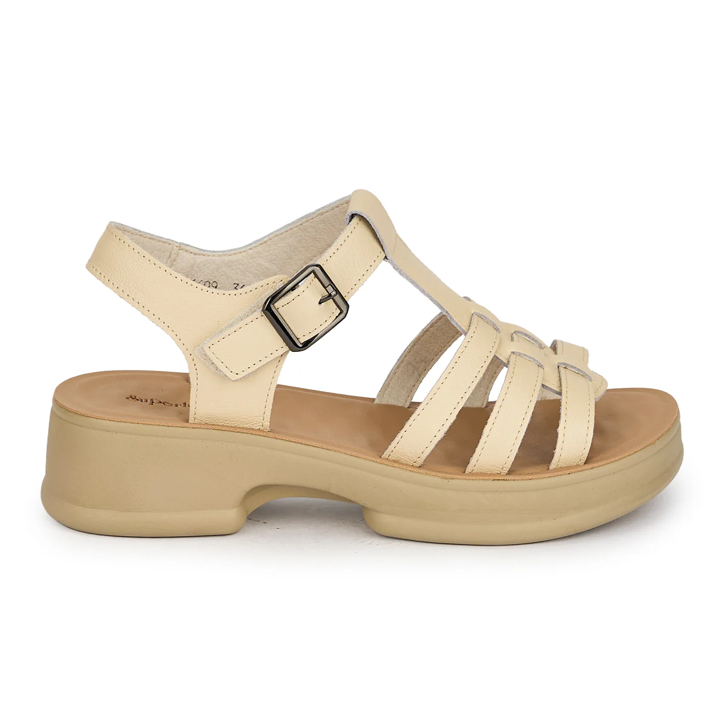 Sandale dama din piele naturala crem 19785