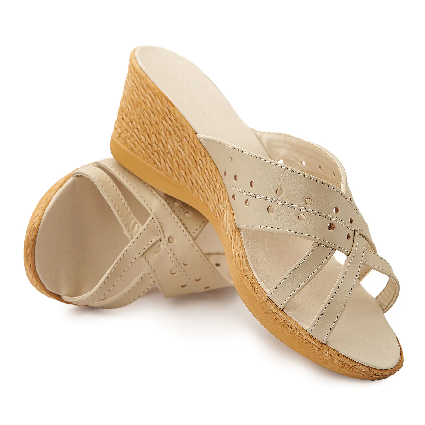 Sandale dama din piele naturala crem cu platforma 2070 - Image 3