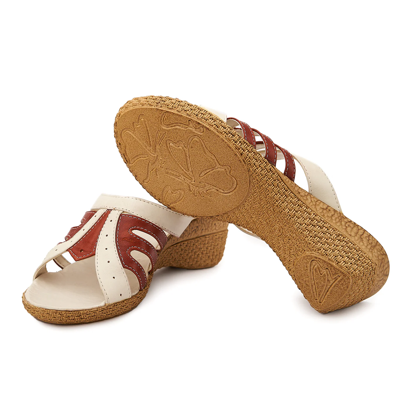 Sandale dama din piele naturala crem cu platforma 2072 - Image 3