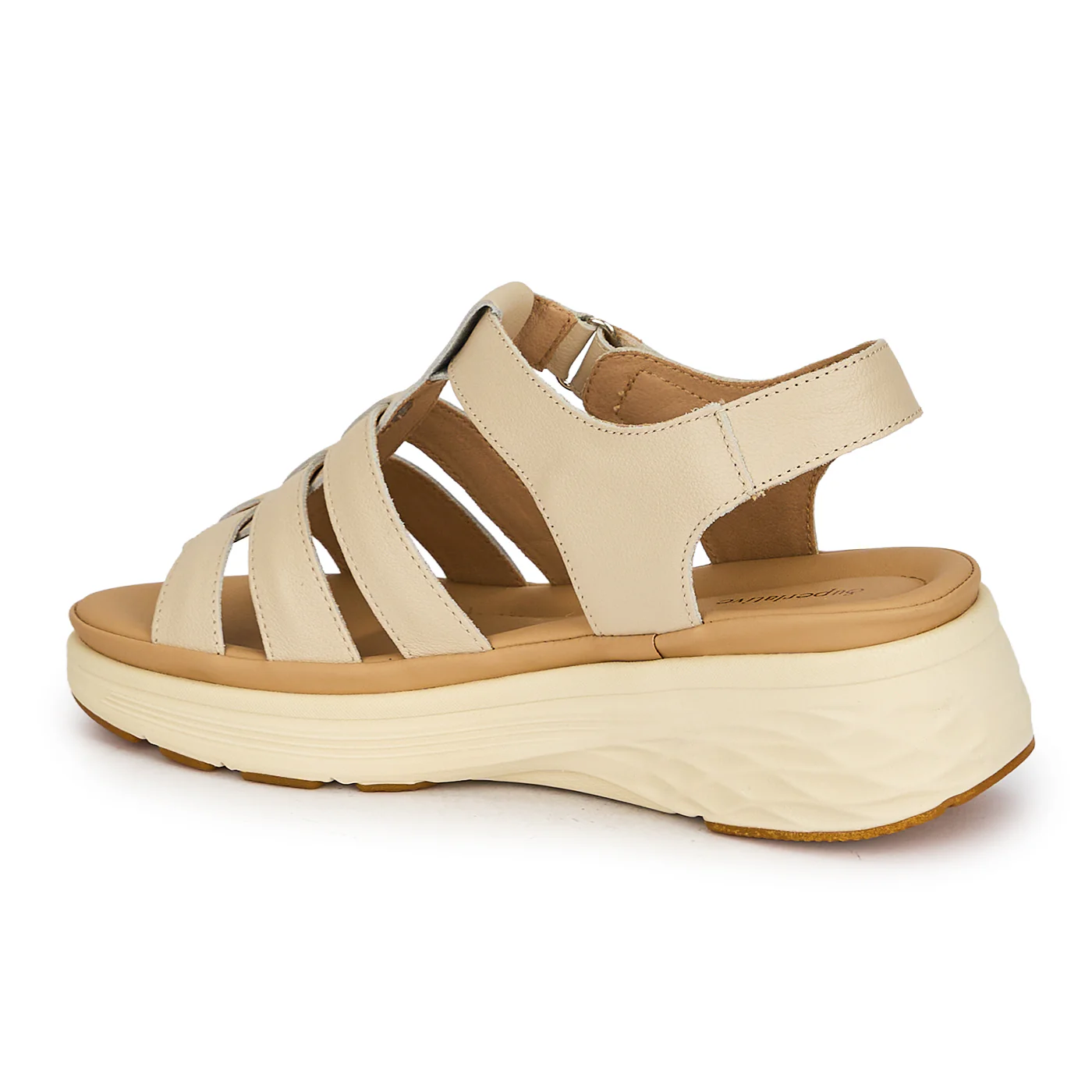 Sandale dama din piele naturala crem cu platforma 5 cm 19763 - Image 2