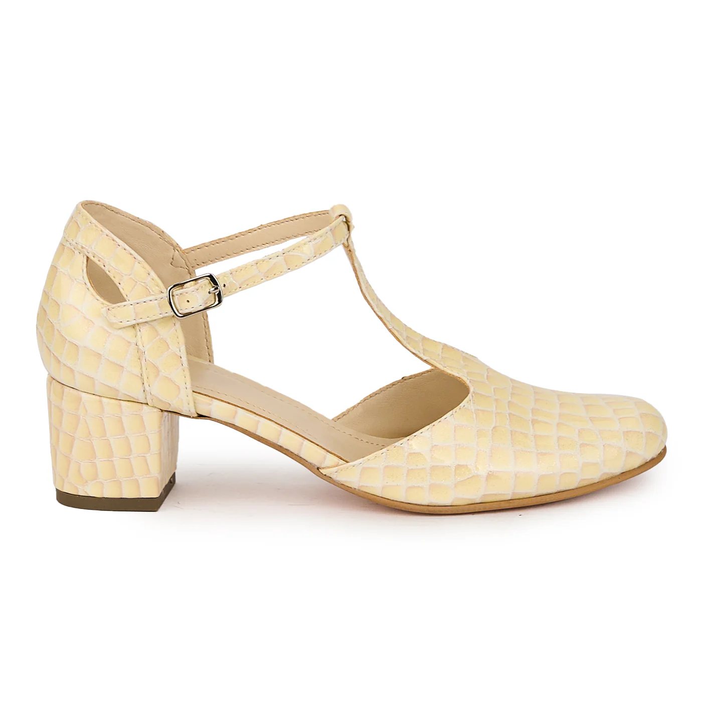 Sandale dama din piele naturala crem cu toc gros 5 cm 15985