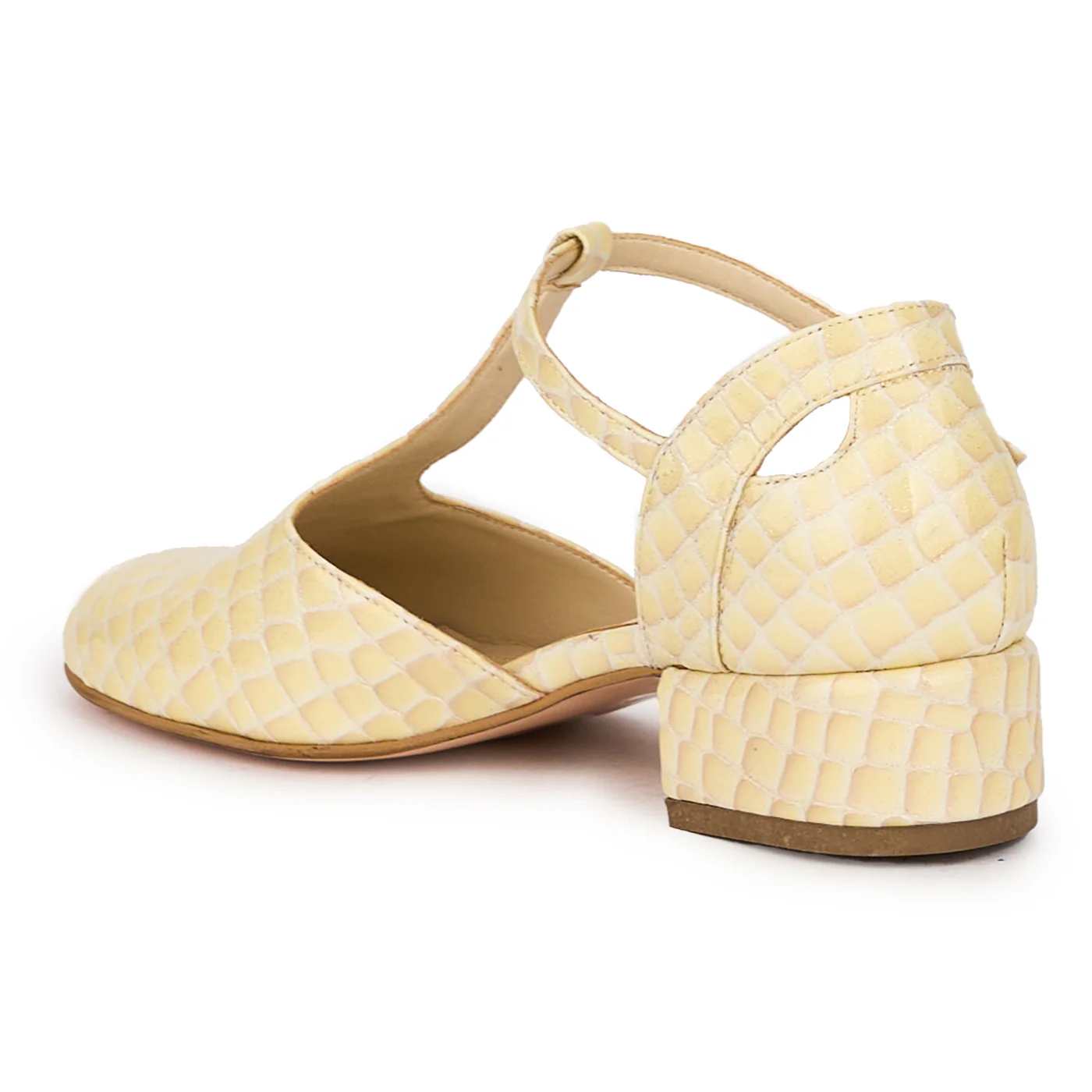 Sandale dama din piele naturala crem cu toc mic 3.5 cm 15989 - Image 2
