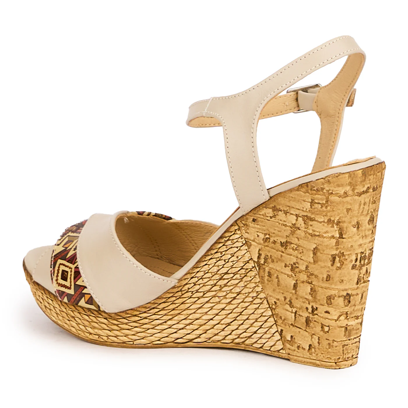 Sandale dama din piele naturala crem cu toc platforma 10.5 cm 16657 - Image 2