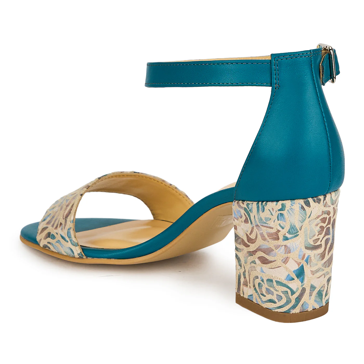 Sandale dama din piele naturala cu toc gros 7 cm 19397 - Image 2