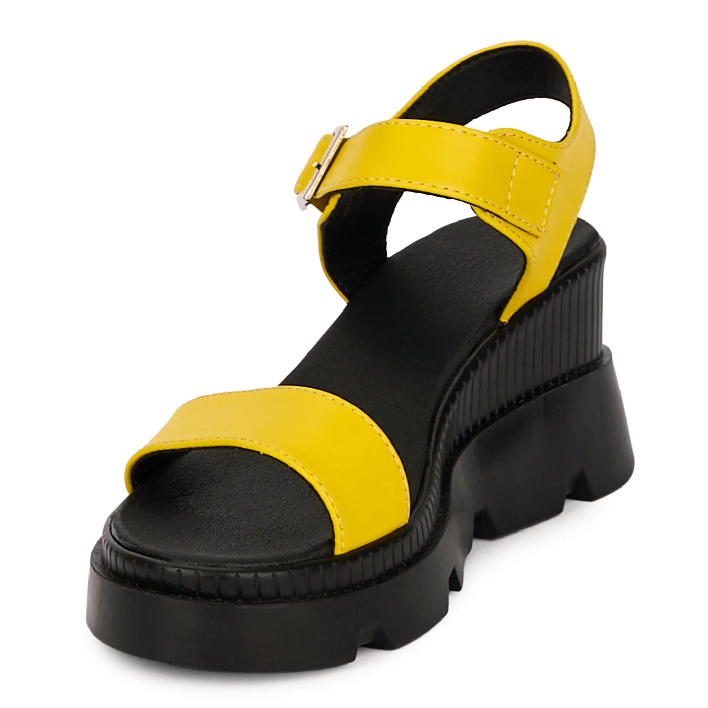 Sandale dama din piele naturala galbena cu platforma 7 cm 18515 - Image 3