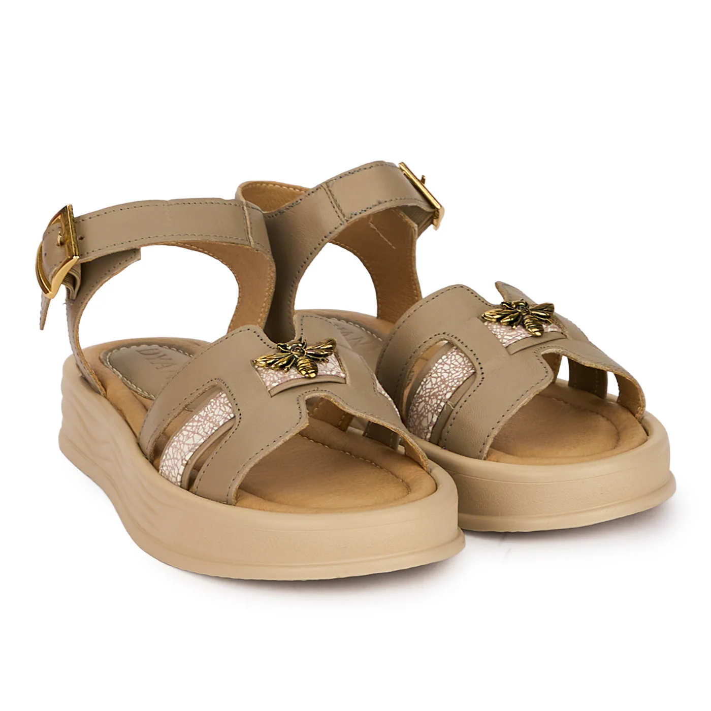 Sandale dama din piele naturala gri cu accesoriu 18387 - Image 4