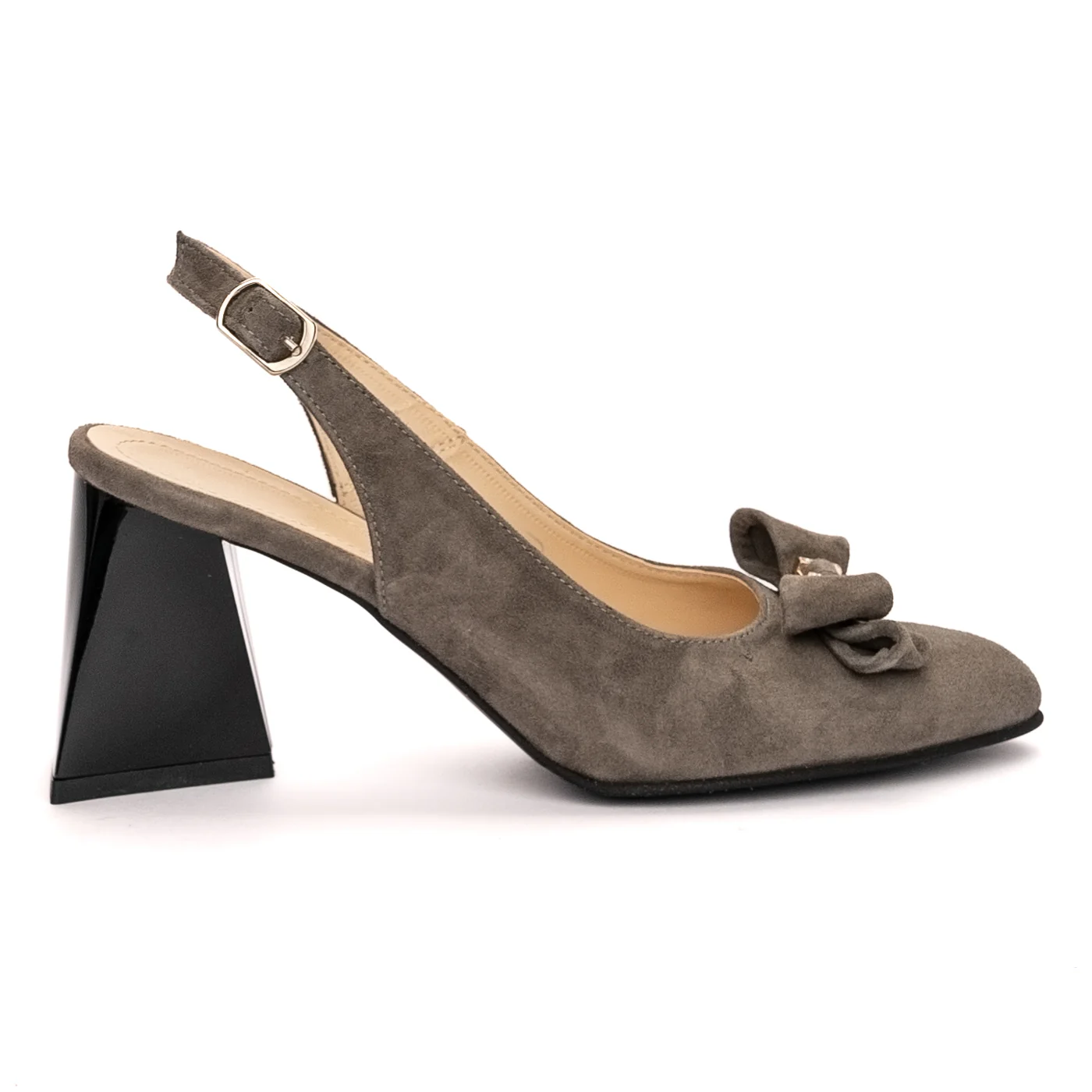 Sandale dama din piele naturala gri toc gros 13362