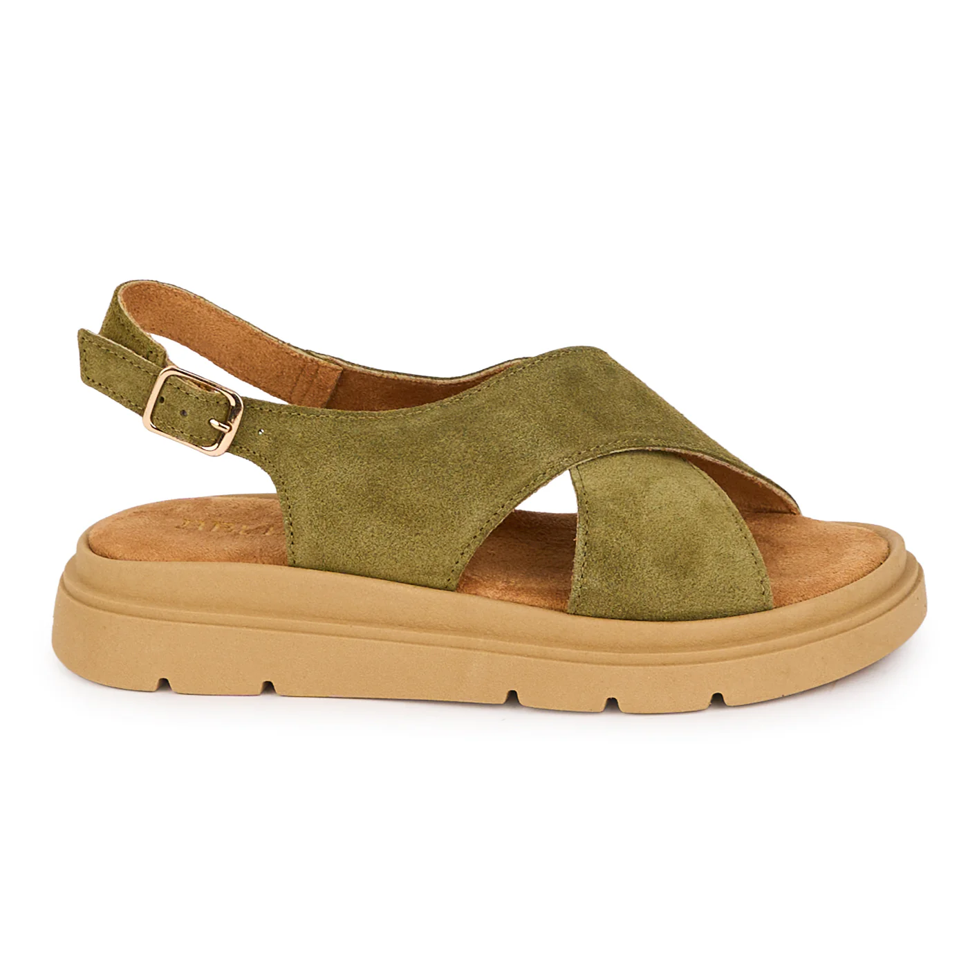 Sandale dama din piele naturala kaki 18457