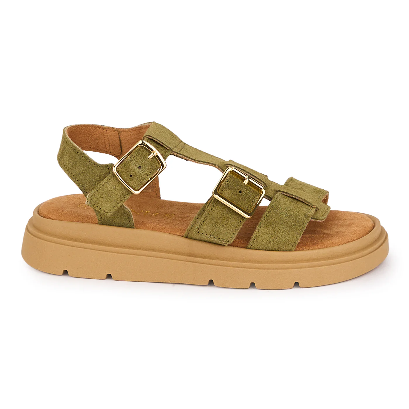 Sandale dama din piele naturala kaki 18568