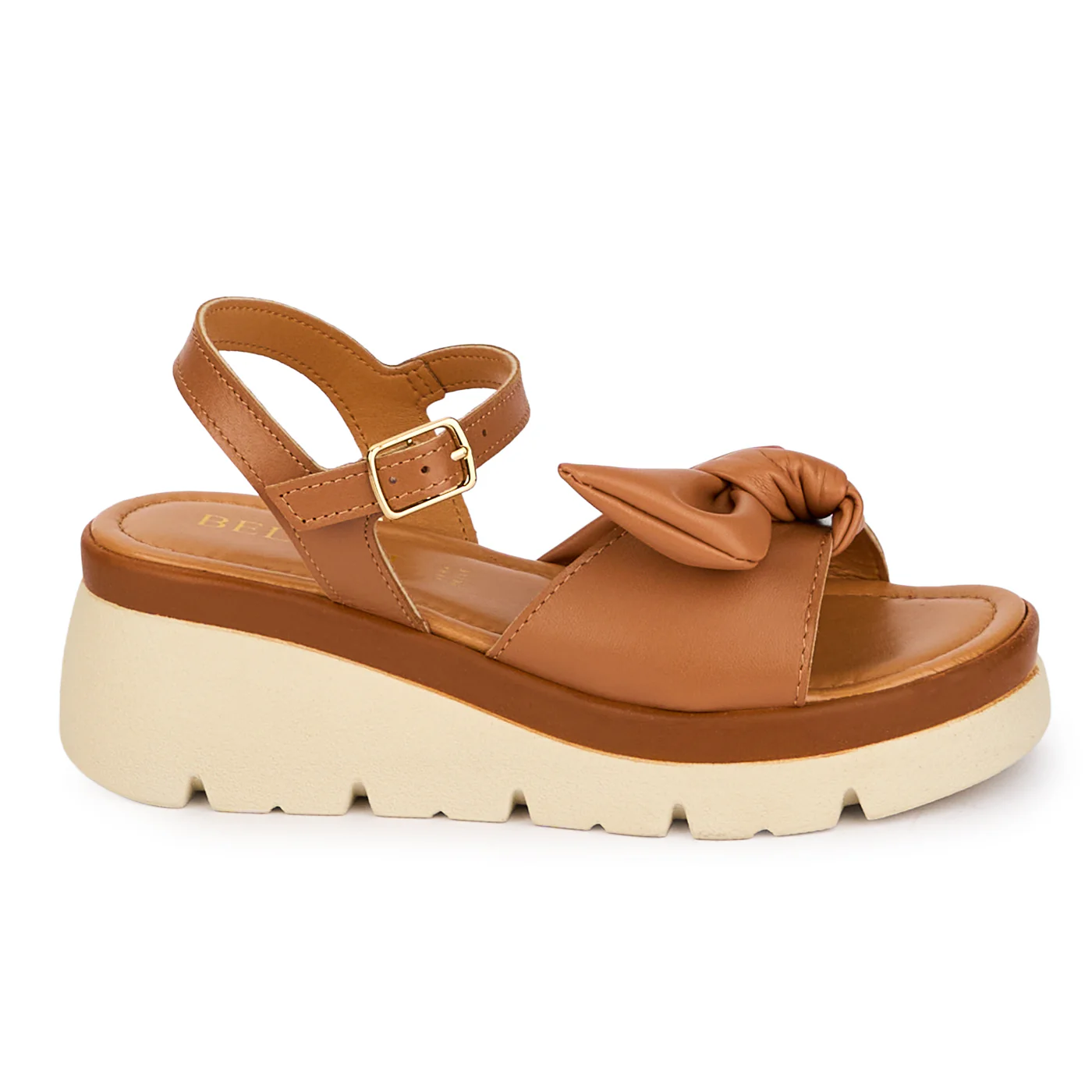 Sandale dama din piele naturala maro cu platforma 5 cm 18462