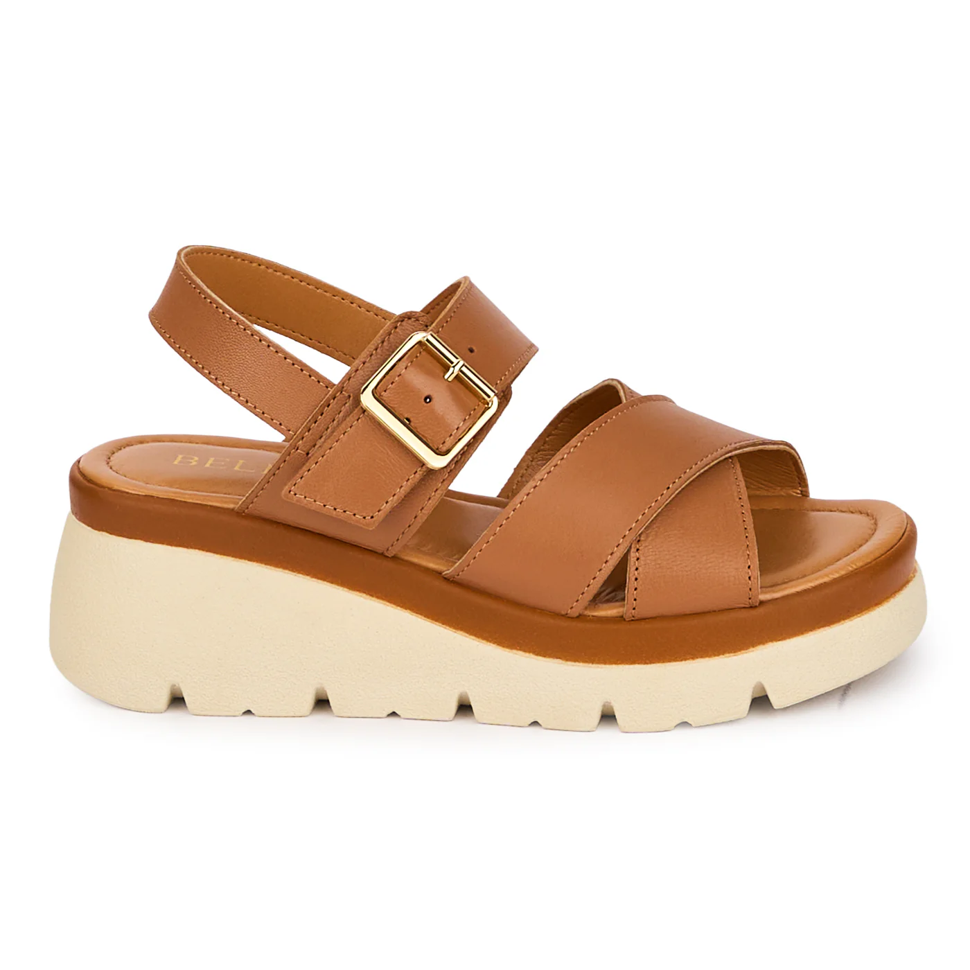 Sandale dama din piele naturala maro cu platforma 5 cm 18466