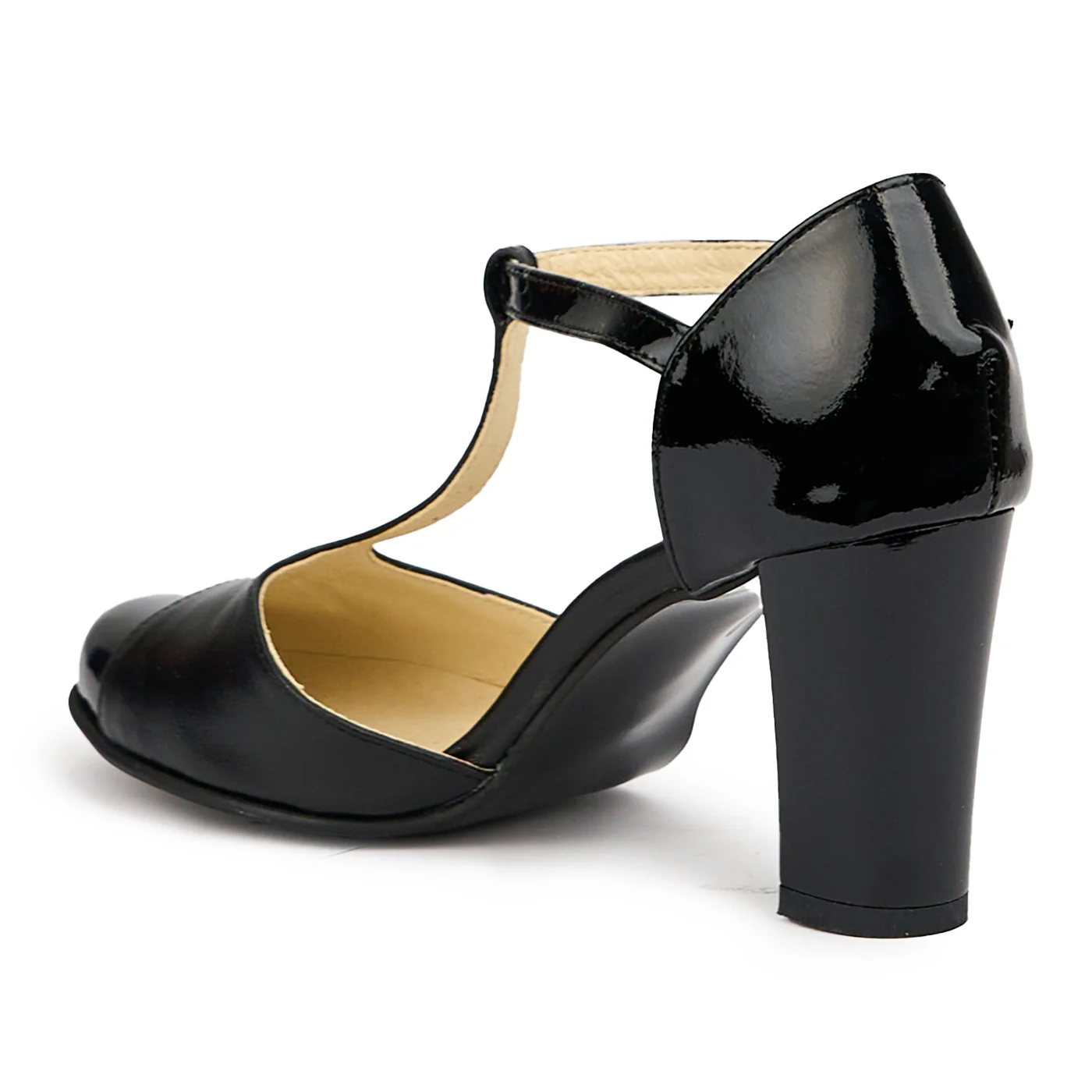 Sandale dama din piele naturala neagra cu toc gros 7.5 cm 14570 - Image 2