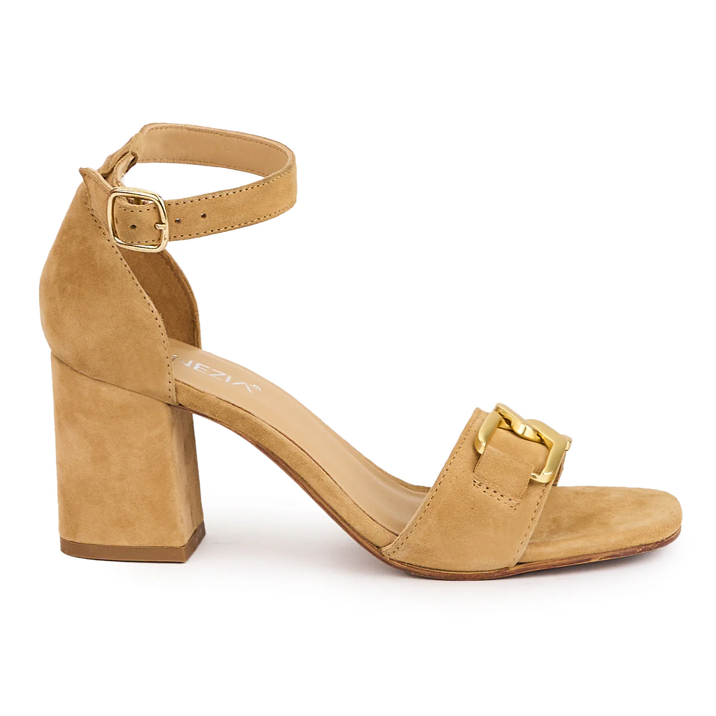 Sandale dama din piele naturala maro cu toc gros 7 cm 16193