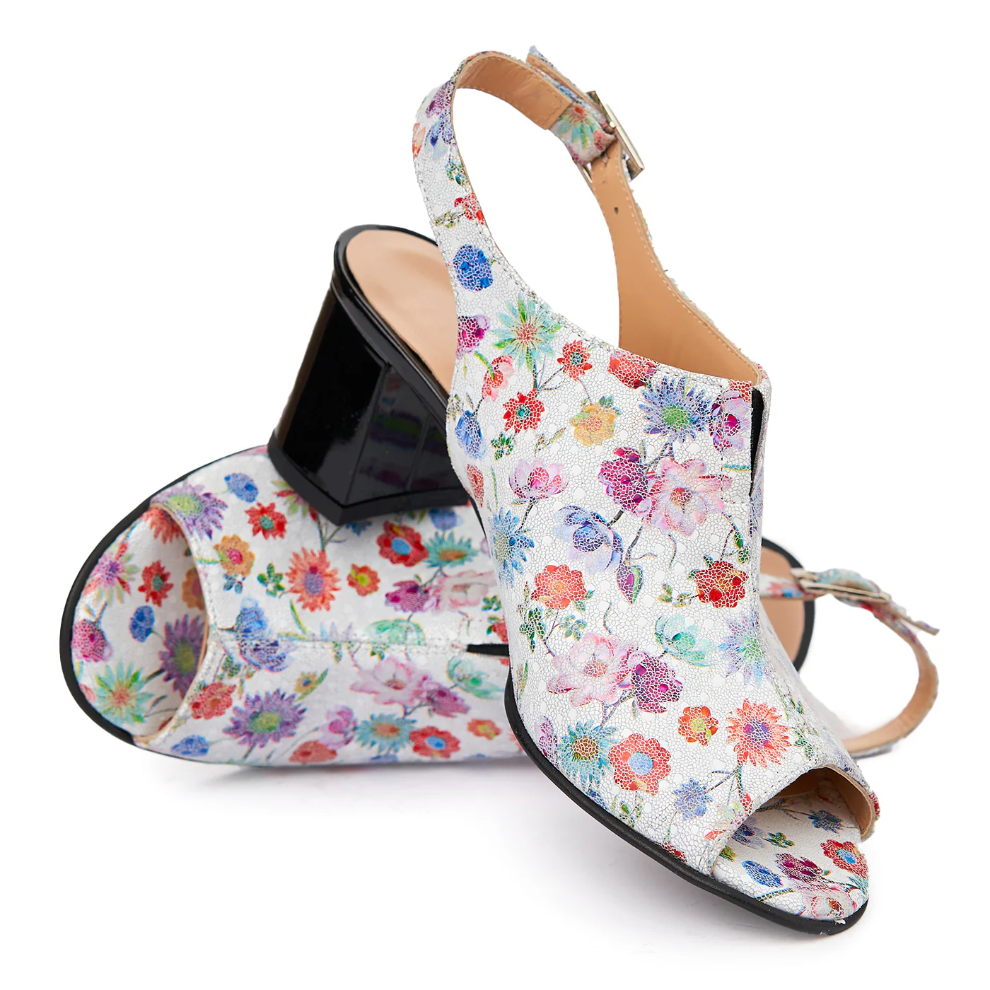 Sandale dama din piele naturala model floral 5437 - Image 4