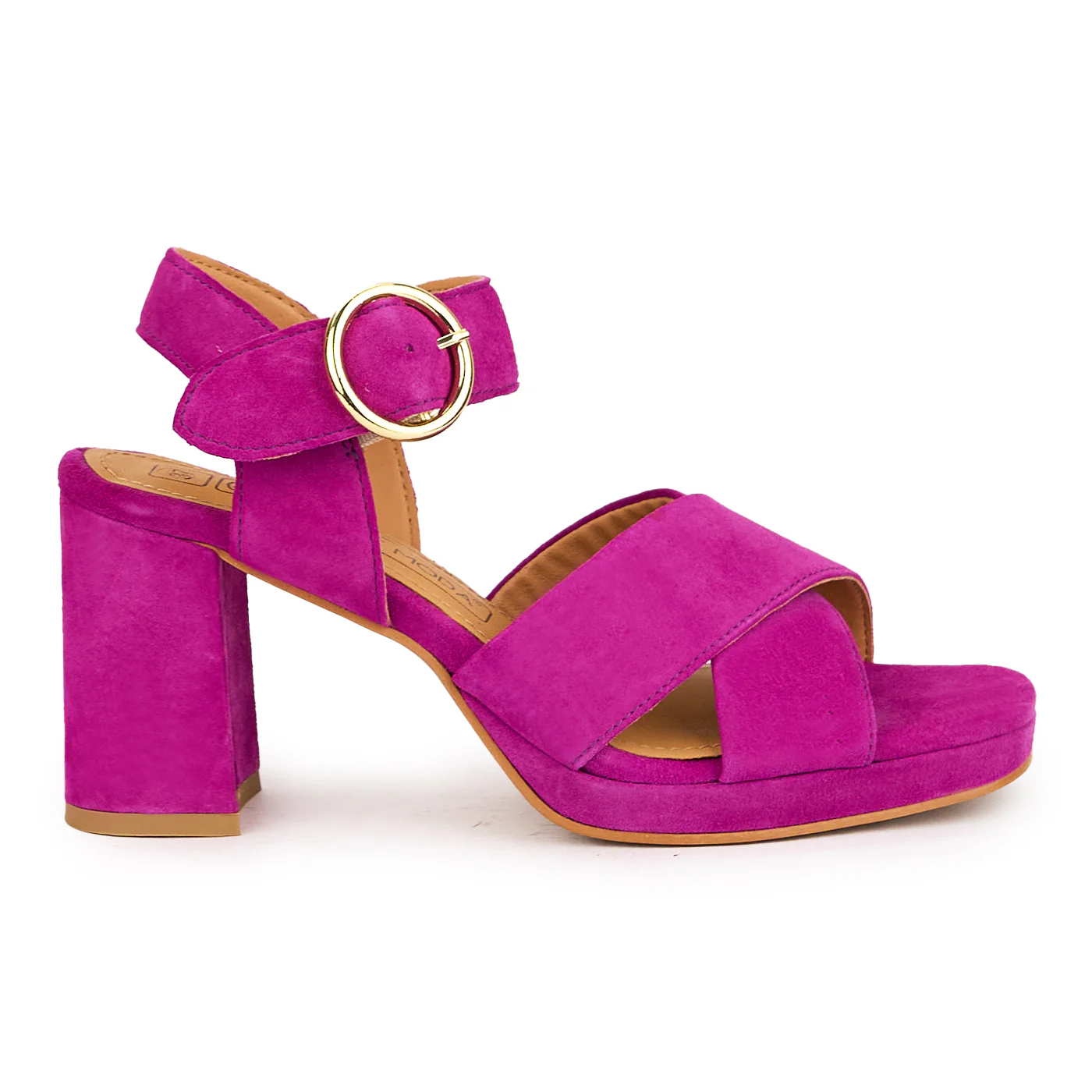 Sandale dama din piele naturala mov cu toc gros 8 cm 16394