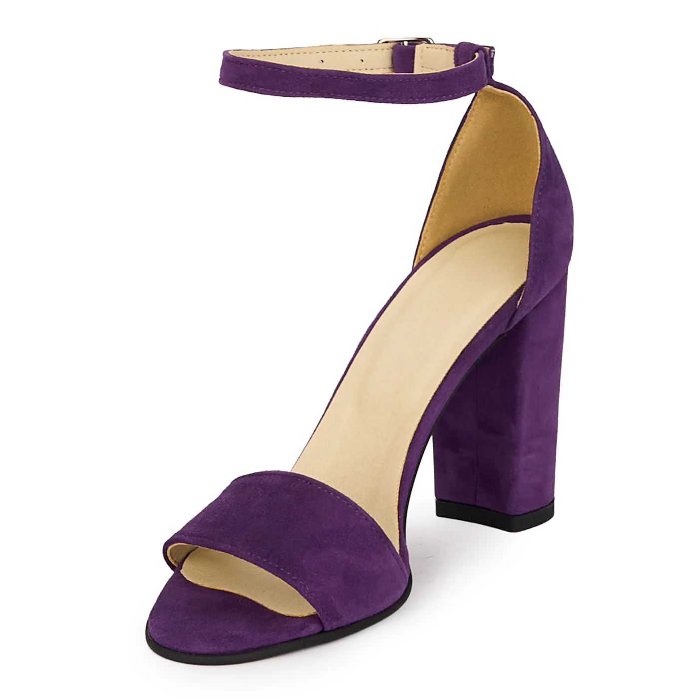 Sandale dama din piele naturala mov cu toc gros 9.5 cm 18501 - Image 3
