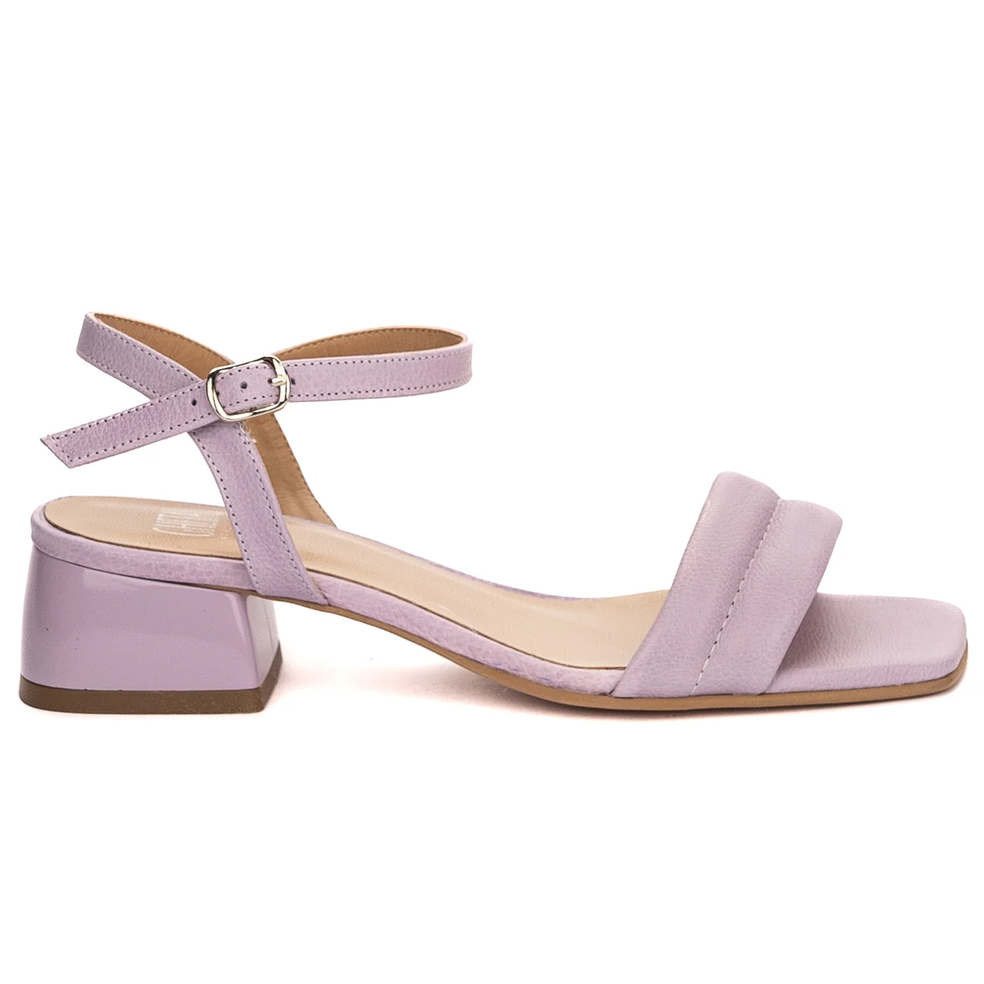 Sandale dama din piele naturala mov cu toc mic 4.5 cm 13565