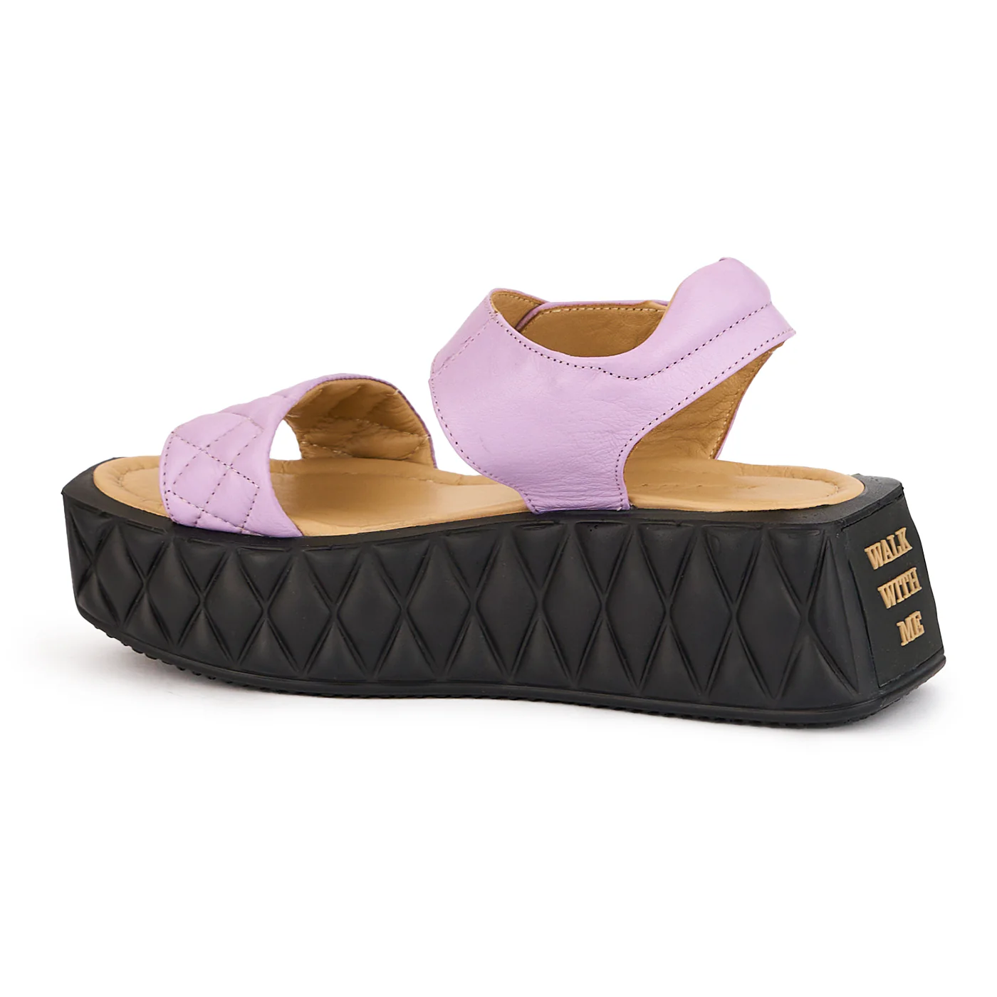 Sandale dama din piele naturala mov-lila cu talpa inalta 5.5 cm 16276 - Image 2