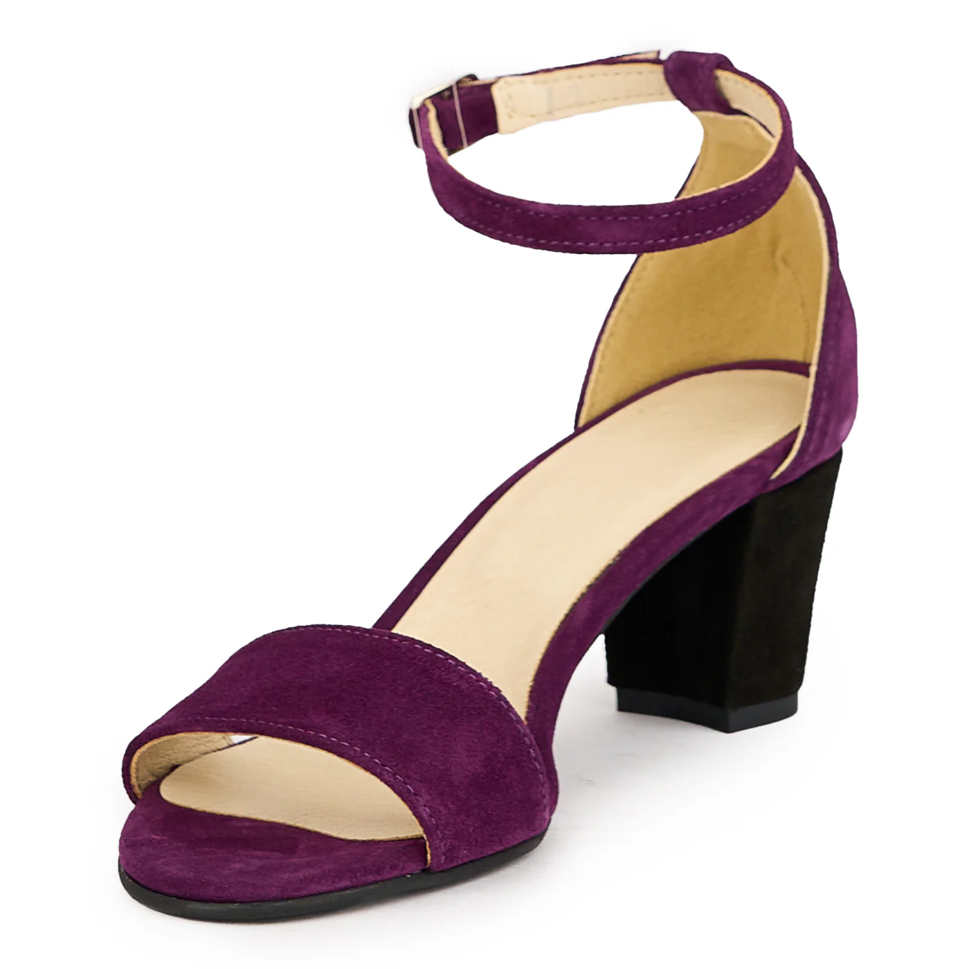 Sandale dama din piele naturala mov toc gros 6 cm 16240 - Image 3