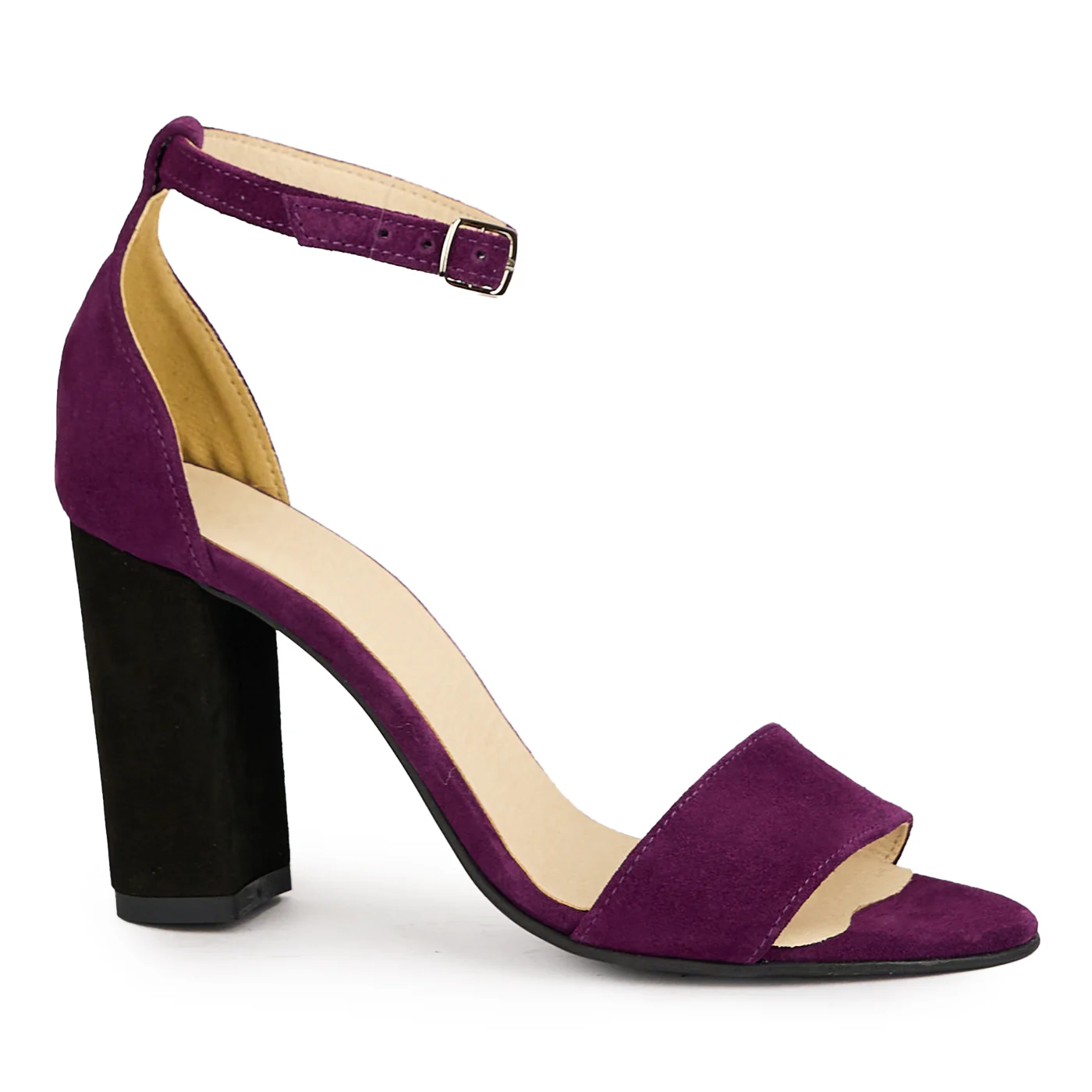 Sandale dama din piele naturala mov toc gros 9 cm 16241