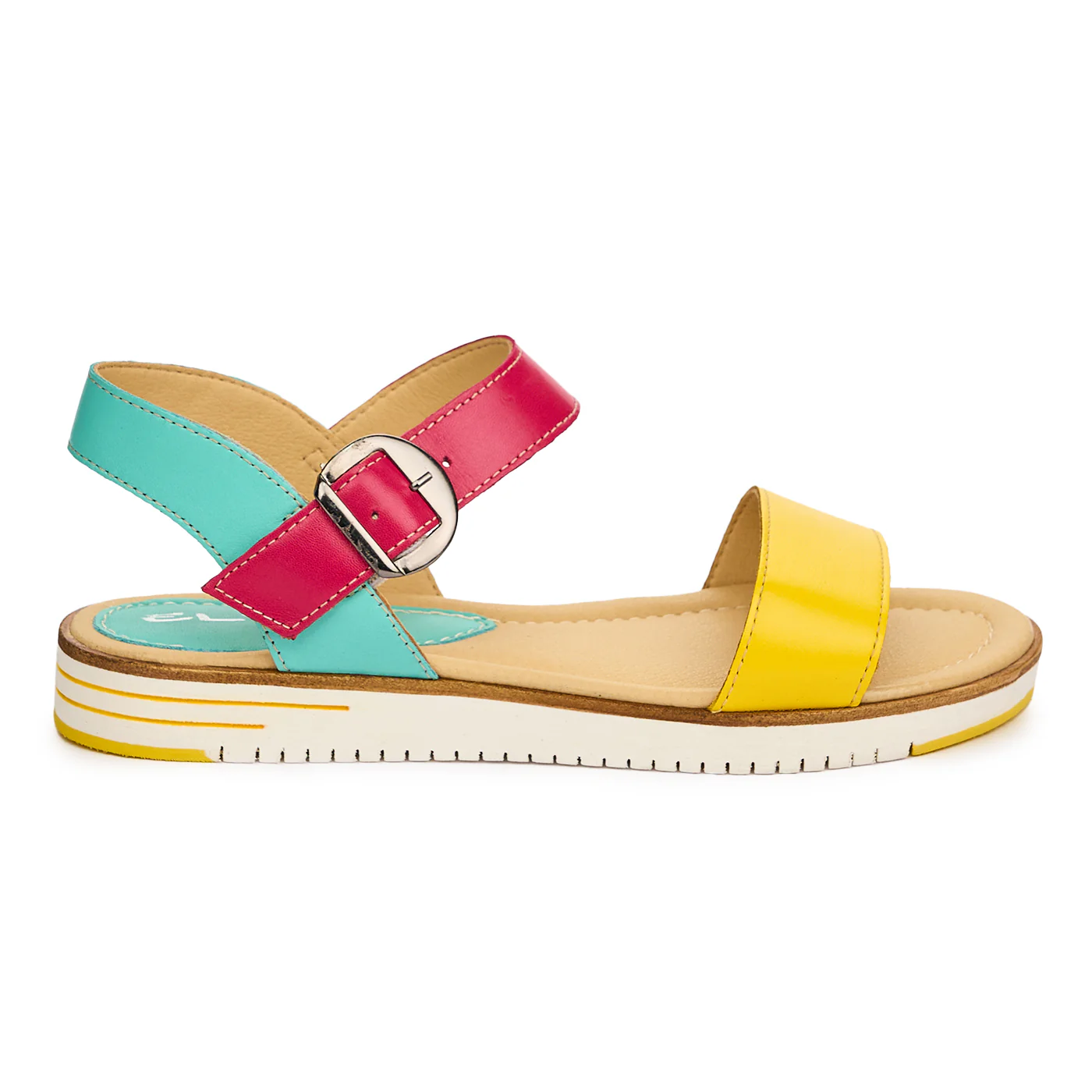 Sandale dama din piele naturala multicolor 13078
