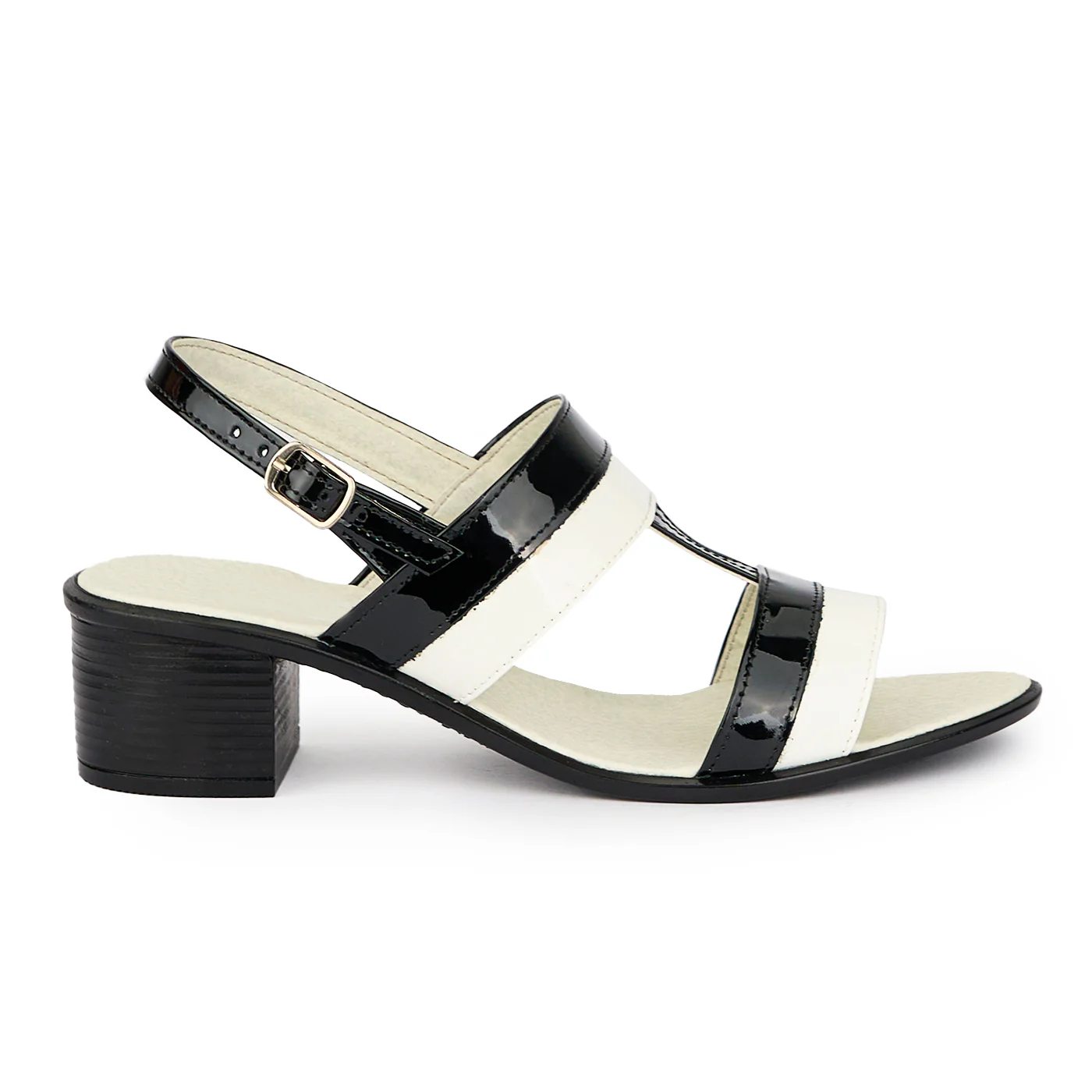 Sandale dama din piele naturala multicolor alb-negru 15471