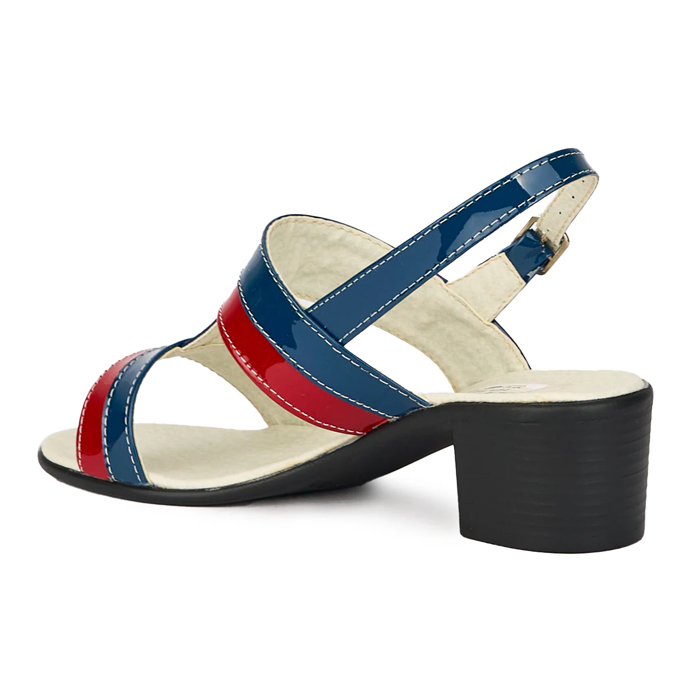 Sandale dama din piele naturala multicolor bleumarin-rosu 15473 - Image 2