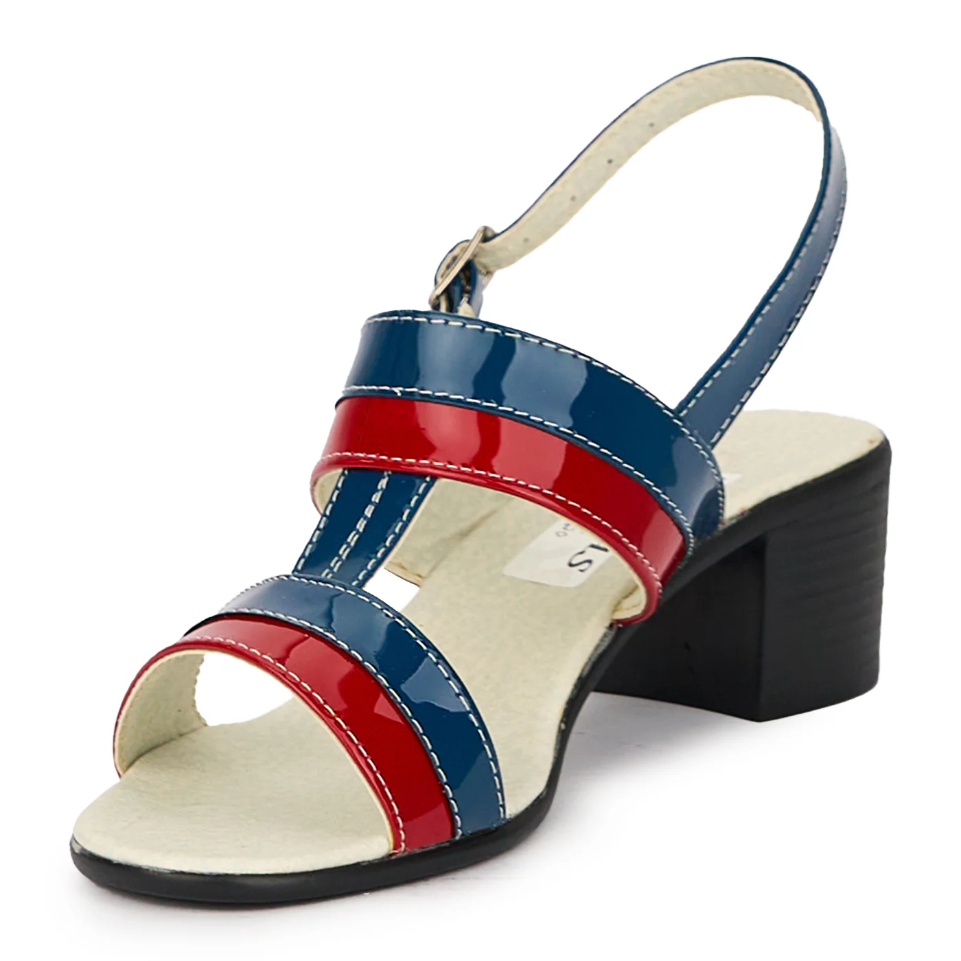 Sandale dama din piele naturala multicolor bleumarin-rosu 15473 - Image 3