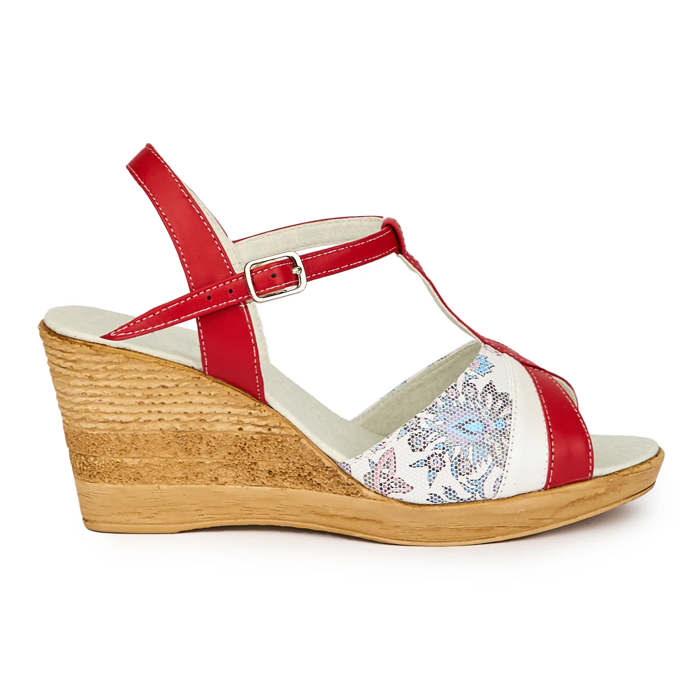 Sandale dama din piele naturala multicolor cu platforma 8 cm 15302
