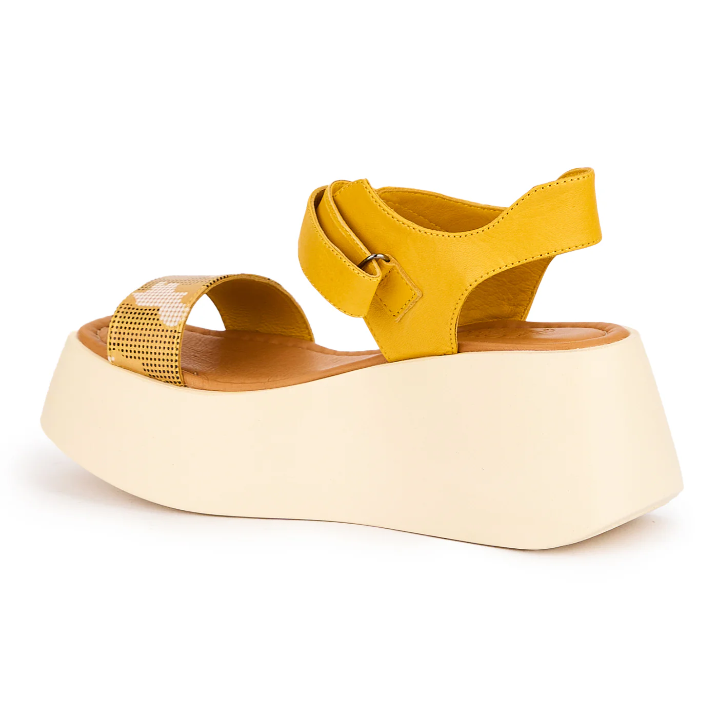 Sandale dama din piele naturala multicolor cu talpa inalta 7.5 cm 16329 - Image 2