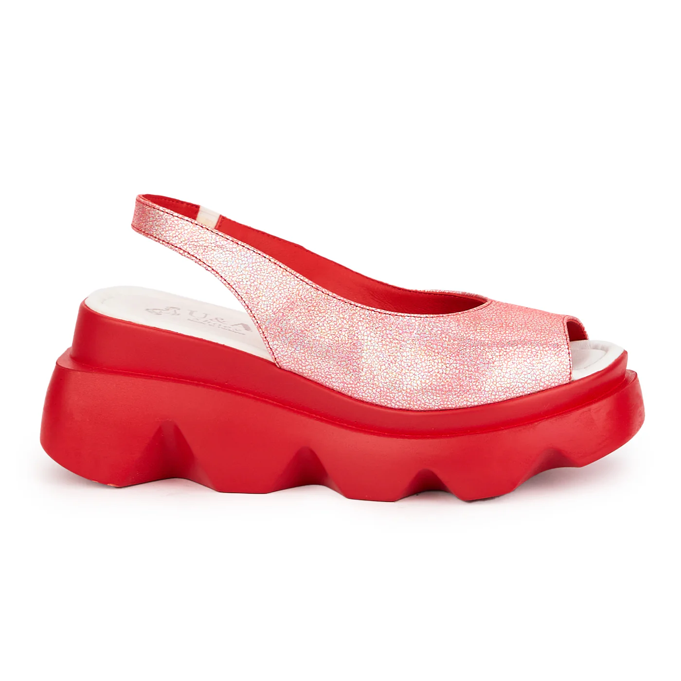 Sandale dama din piele naturala multicolor cu talpa inalta 7 cm 16320