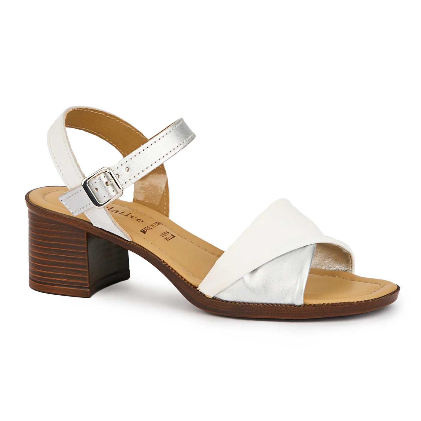 Sandale dama din piele naturala multicolor cu toc gros 5.5 cm 16141