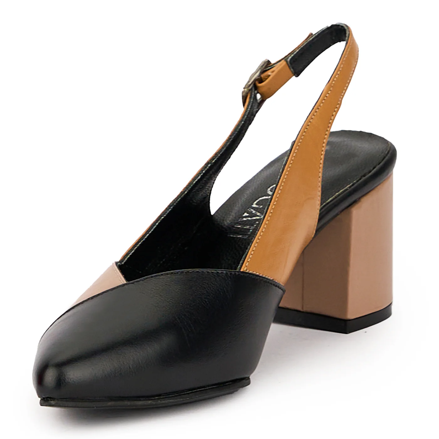 Sandale dama din piele naturala multicolor cu toc gros 6.5 cm 15888 - Image 3