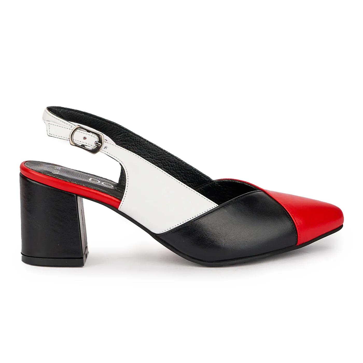Sandale dama din piele naturala multicolor cu toc gros 6.5 cm 15898