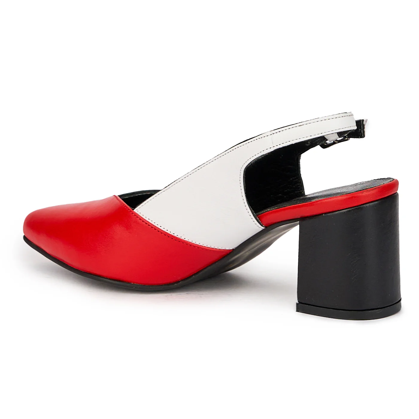 Sandale dama din piele naturala multicolor cu toc gros 6.5 cm 15898 - Image 2