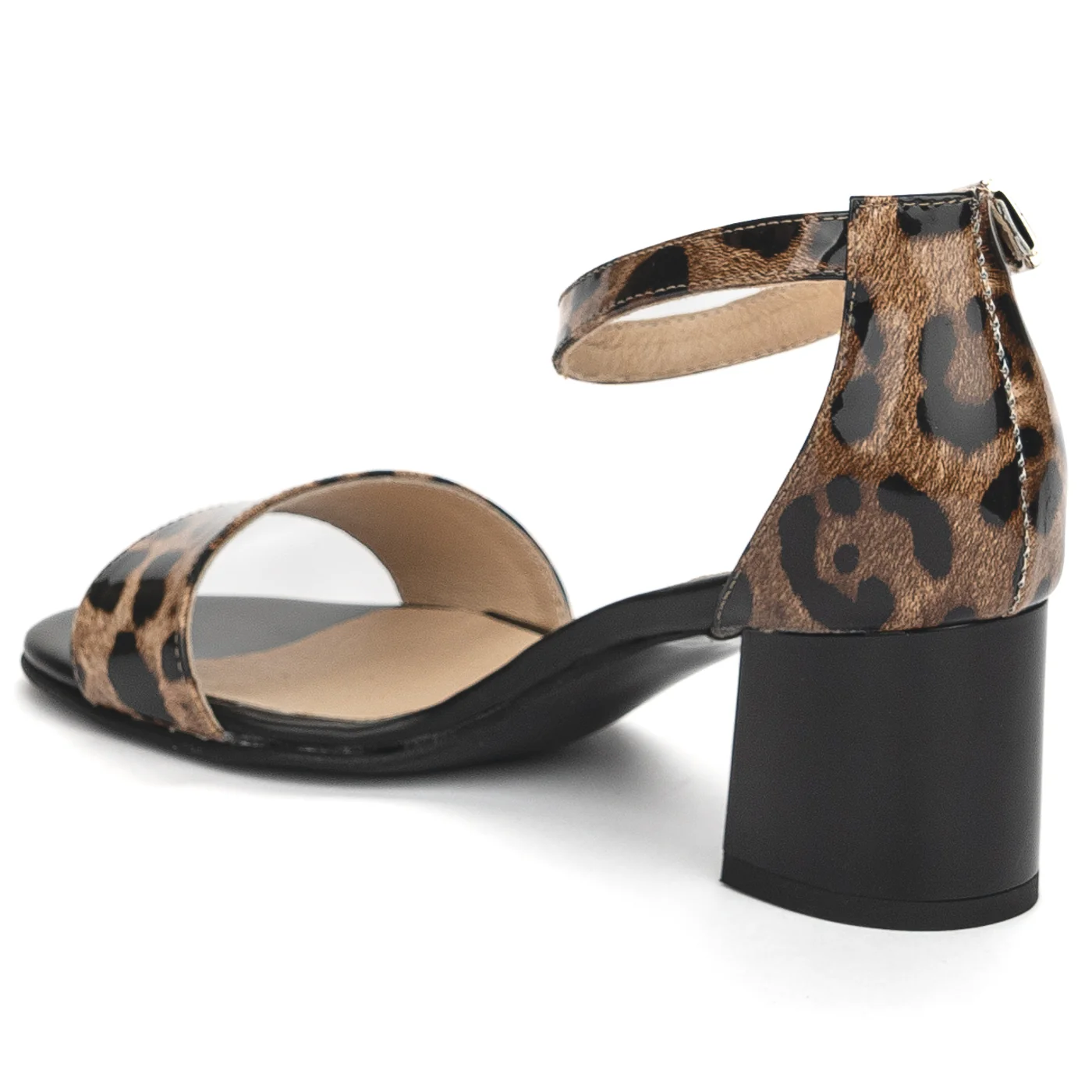 Sandale dama din piele naturala multicolor cu toc gros 6 cm 13855 - Image 2