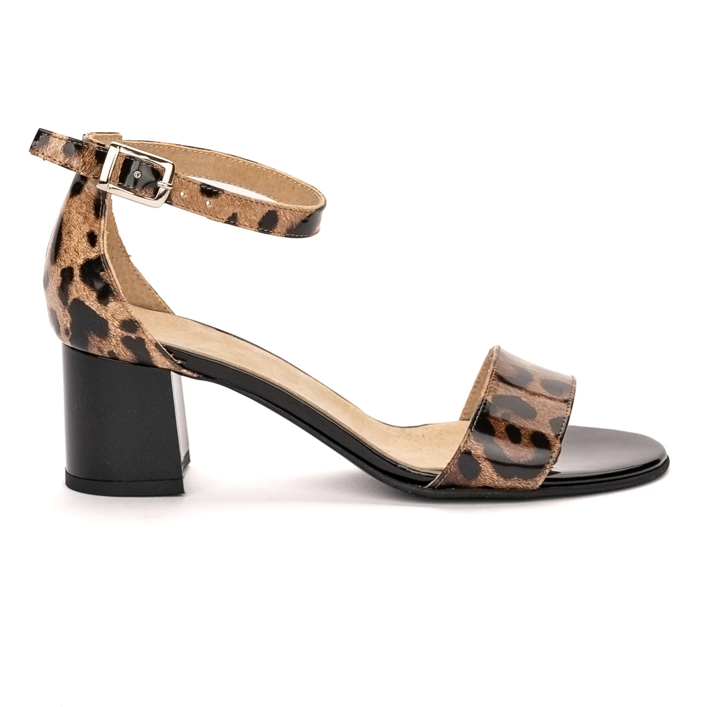 Sandale dama din piele naturala multicolor cu toc gros 6cm 13415