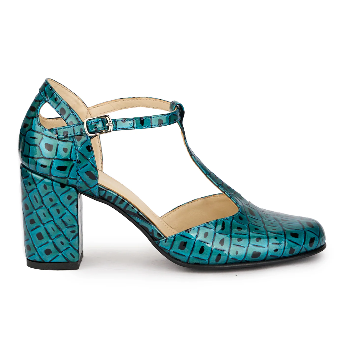 Sandale dama din piele naturala multicolor cu toc gros 7.5 cm 16066