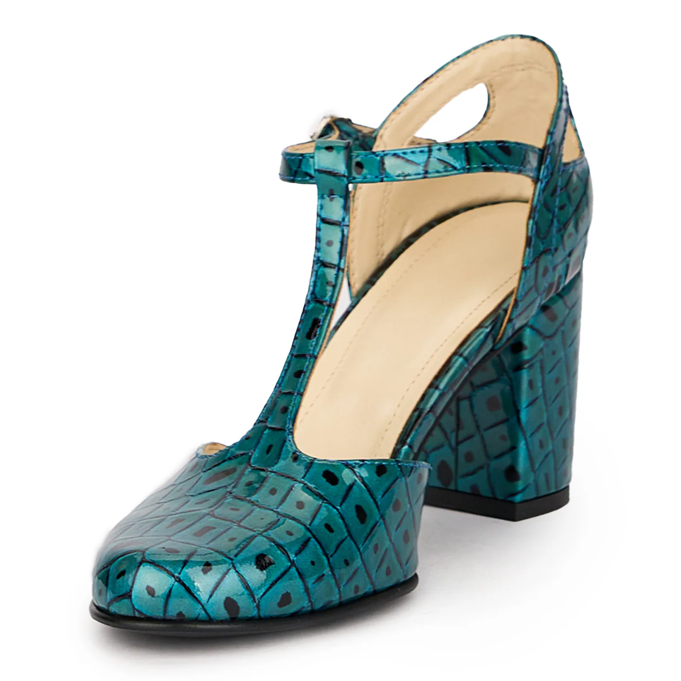 Sandale dama din piele naturala multicolor cu toc gros 7.5 cm 16066 - Image 3