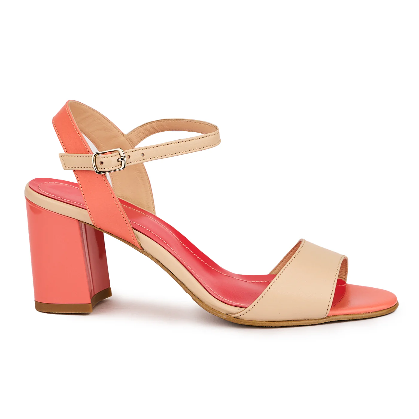 Sandale dama din piele naturala multicolor cu toc gros 7 cm 16425