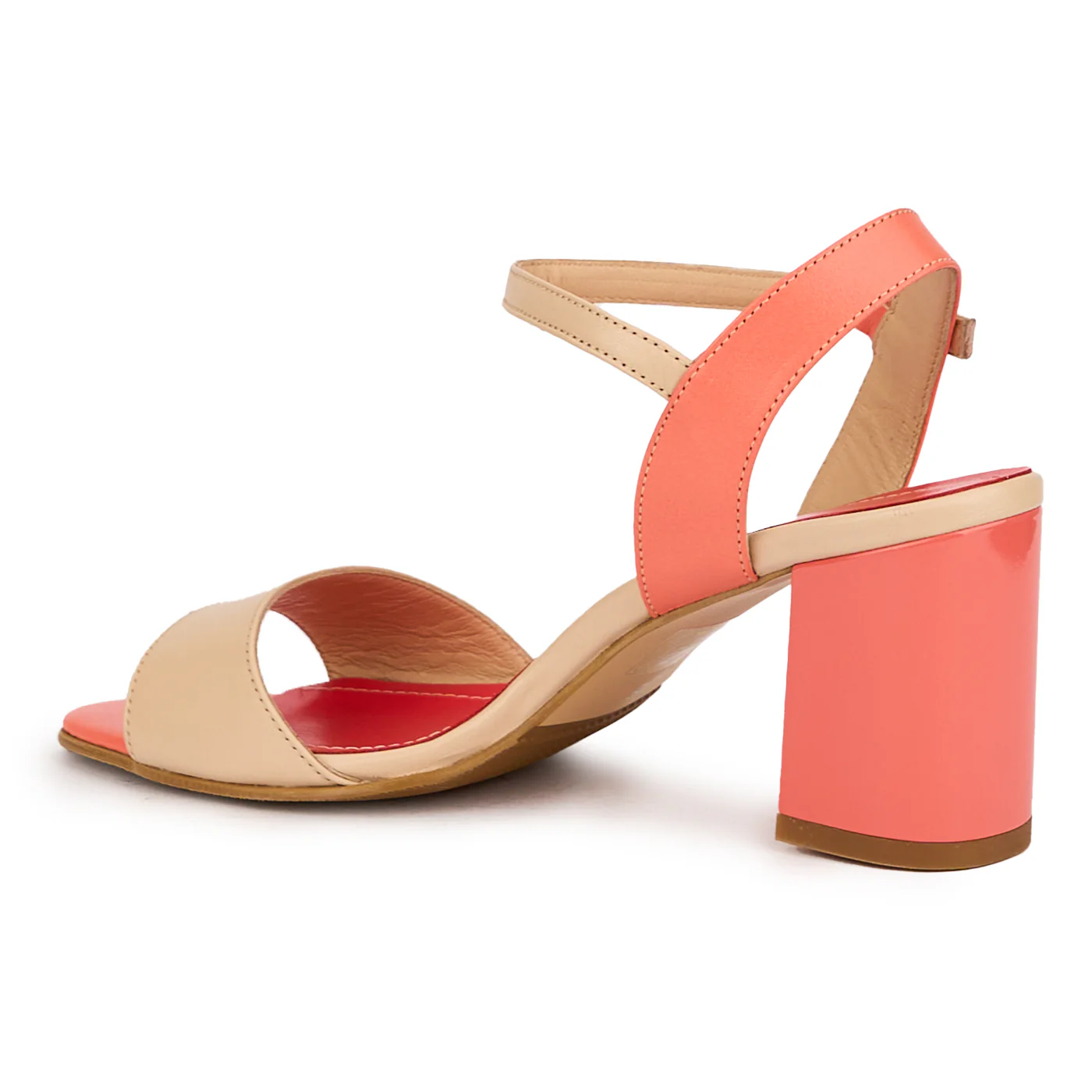 Sandale dama din piele naturala multicolor cu toc gros 7 cm 16425 - Image 2