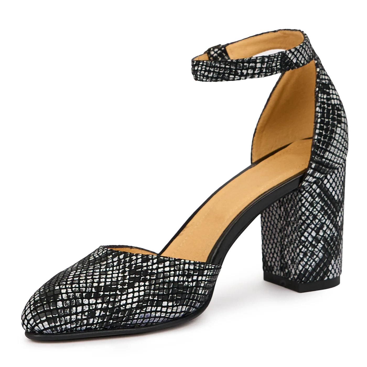 Sandale dama din piele naturala multicolor cu toc gros 8 cm 14353 - Image 3