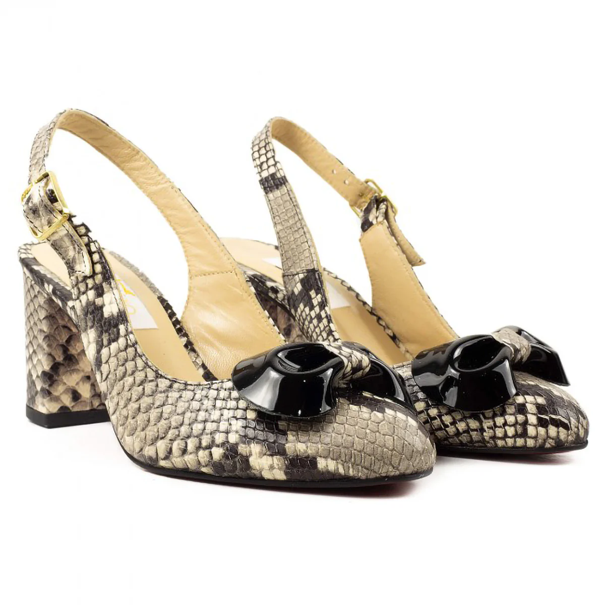 Sandale dama din piele naturala multicolor cu toc gros 8 cm 15797 - Image 2