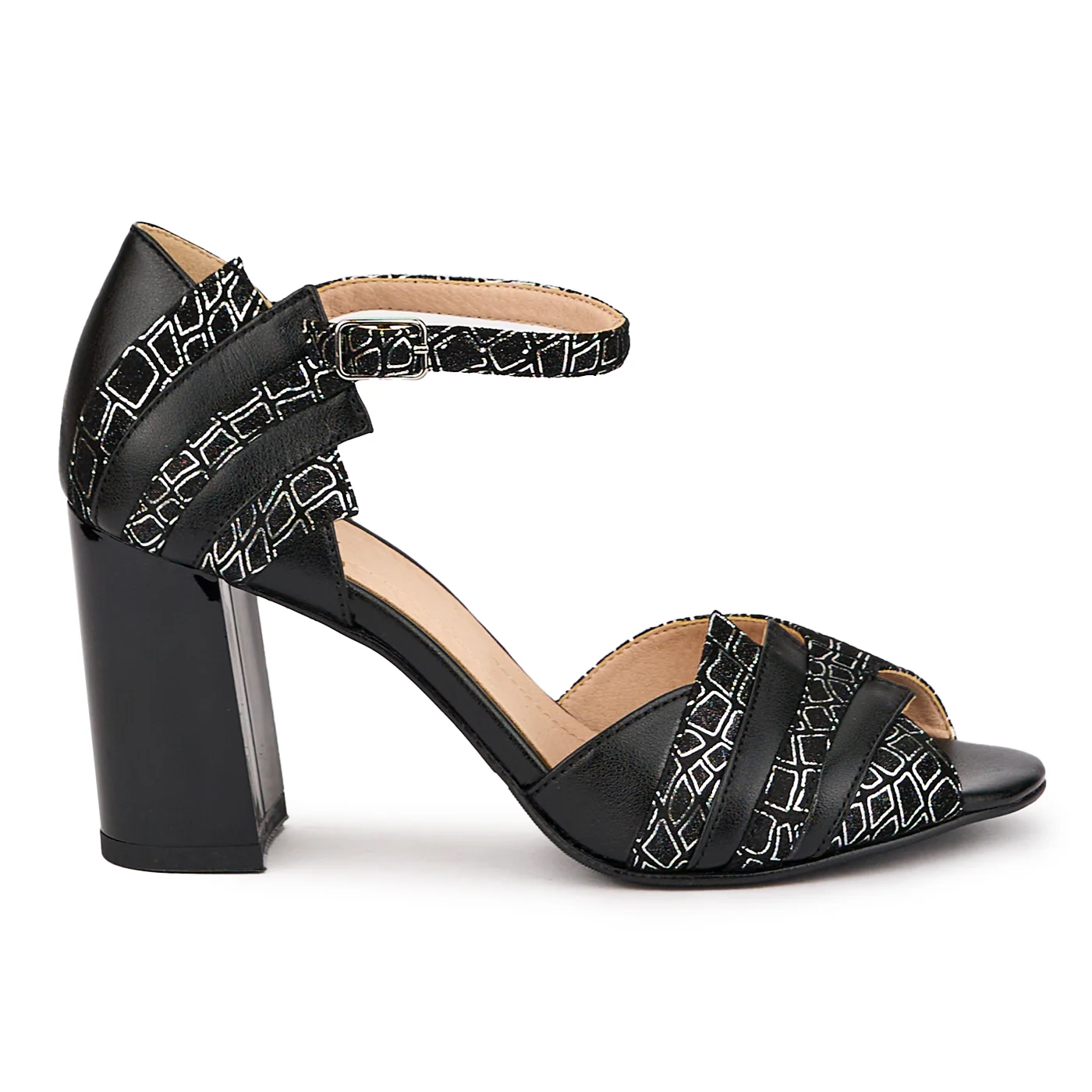 Sandale dama din piele naturala multicolor cu toc gros 8 cm 16453