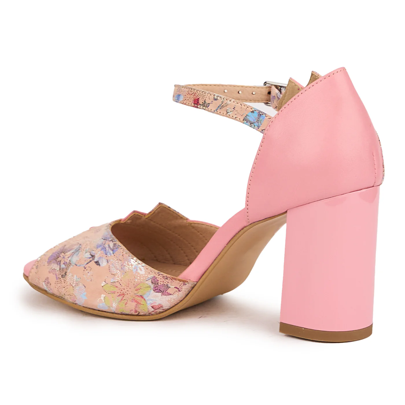 Sandale dama din piele naturala multicolor cu toc gros 8 cm 16455 - Image 2