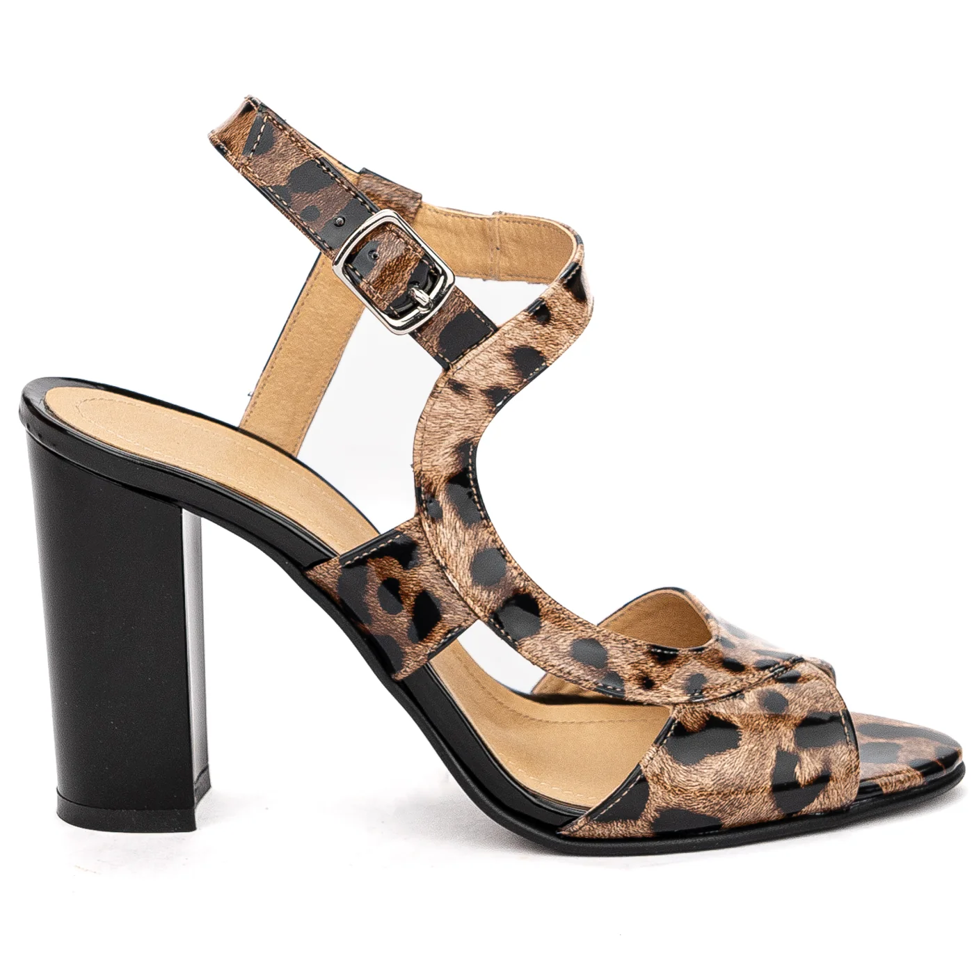 Sandale dama din piele naturala multicolor cu toc gros 9.5 cm 13716