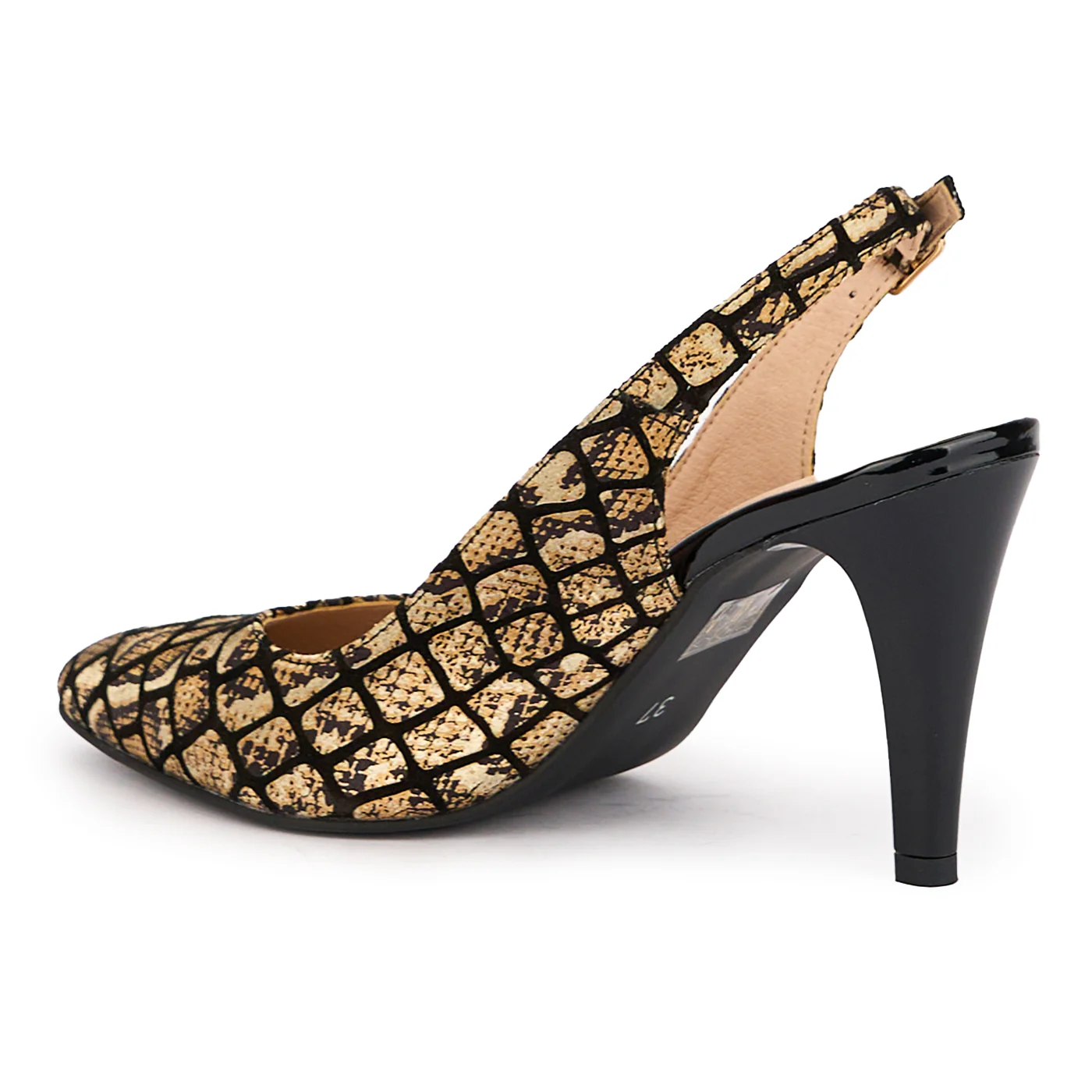 Sandale dama din piele naturala multicolor cu toc subtire 9 cm 16980 - Image 2