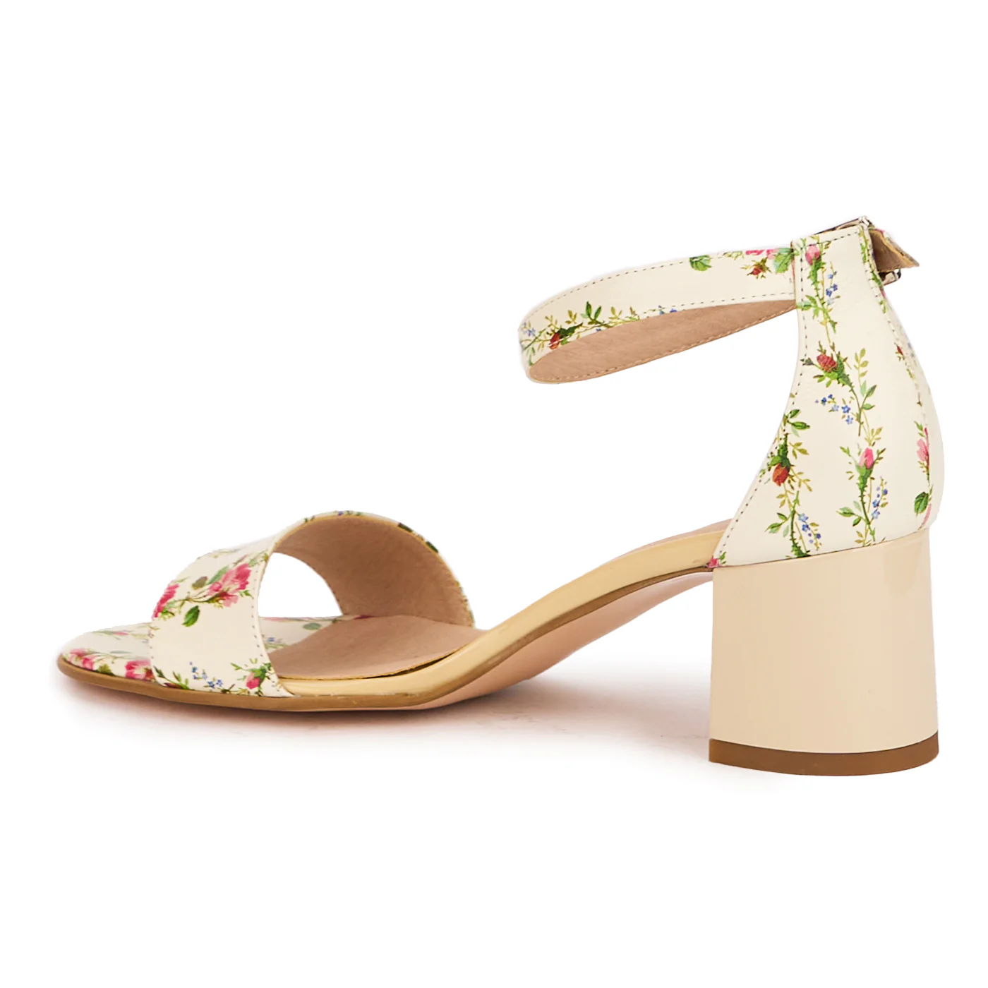 Sandale dama din piele naturala multicolor-floral cu toc gros 5.5 cm 16630 - Image 2
