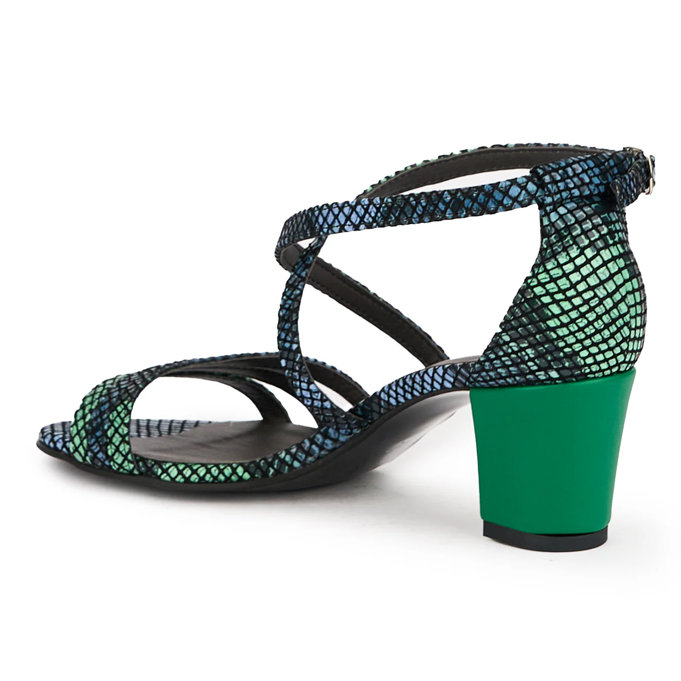 Sandale dama din piele naturala multicolor toc gros 6 cm 16245 - Image 2